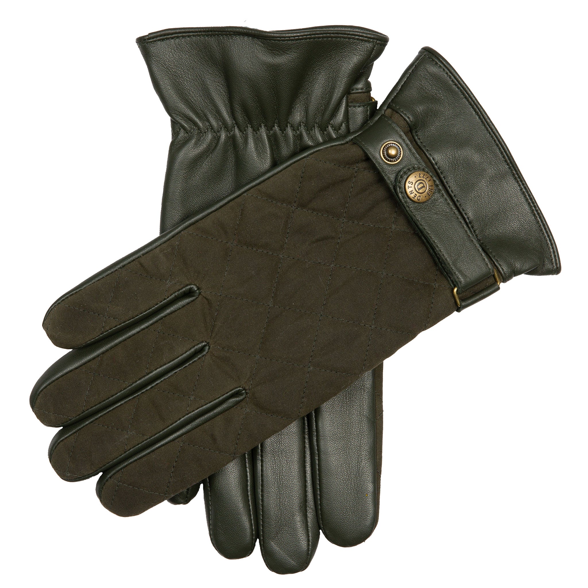 Men's Touchscreen Water-Resistant Leather Gloves with Waxed Cotton