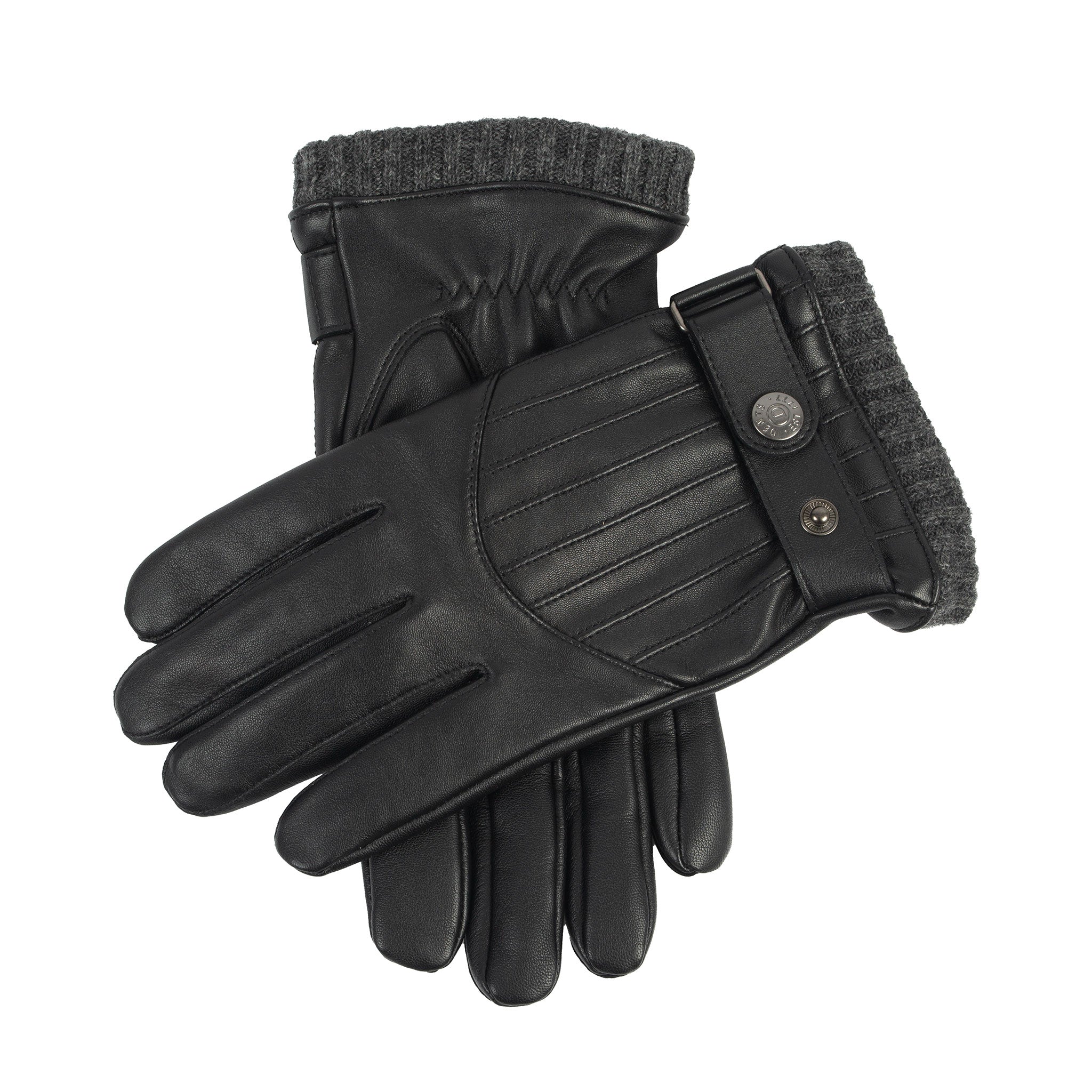 Men s Touchscreen Wool Blend Lined Leather Gloves with Vertical Stitch Dents