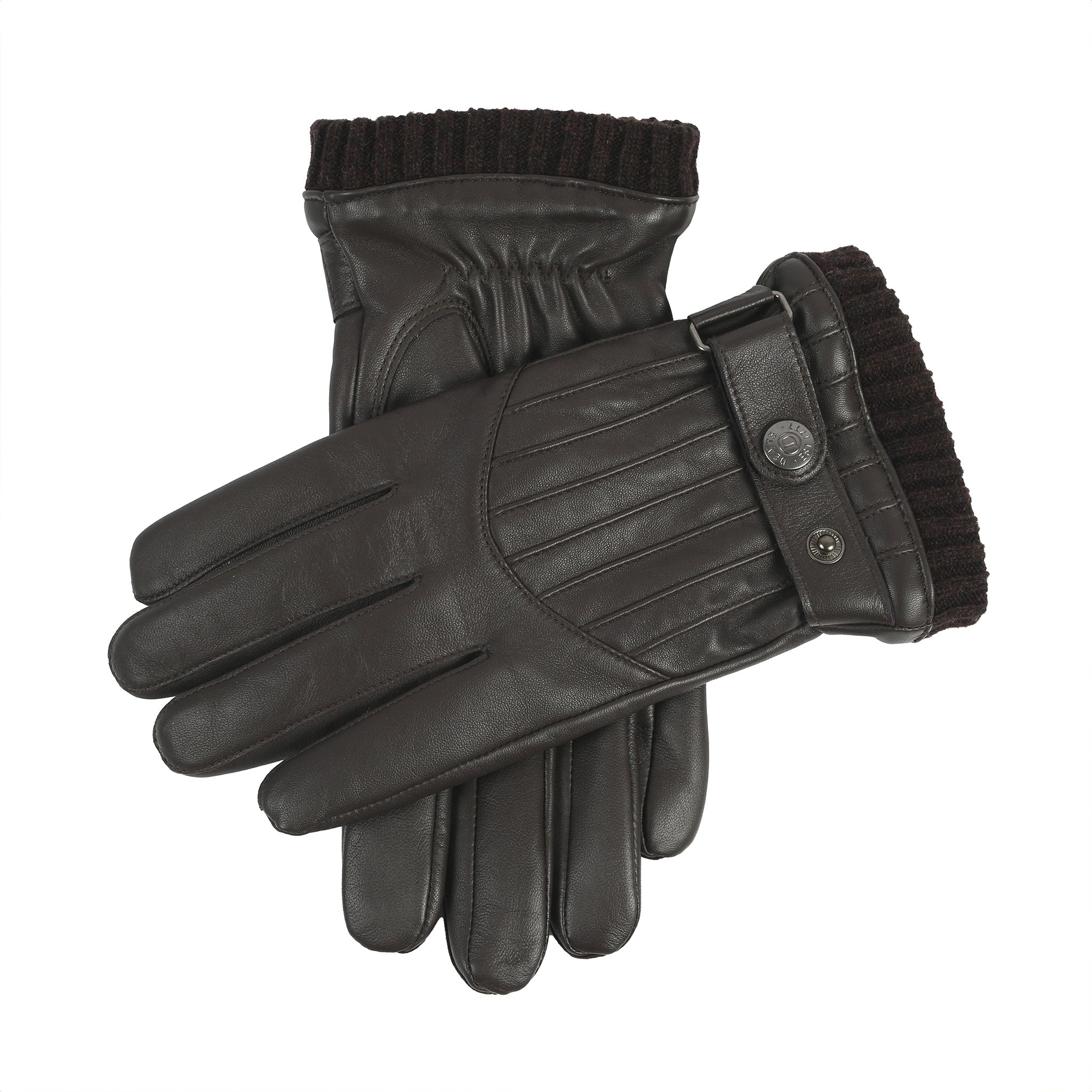 Dents Next Mens Leather Gloves Men's Touchscreen Wool Blend-Lined