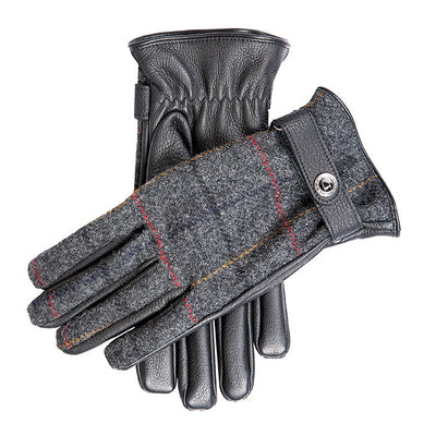 Men's Cashmere Lined Harris Tweed & Leather Gloves