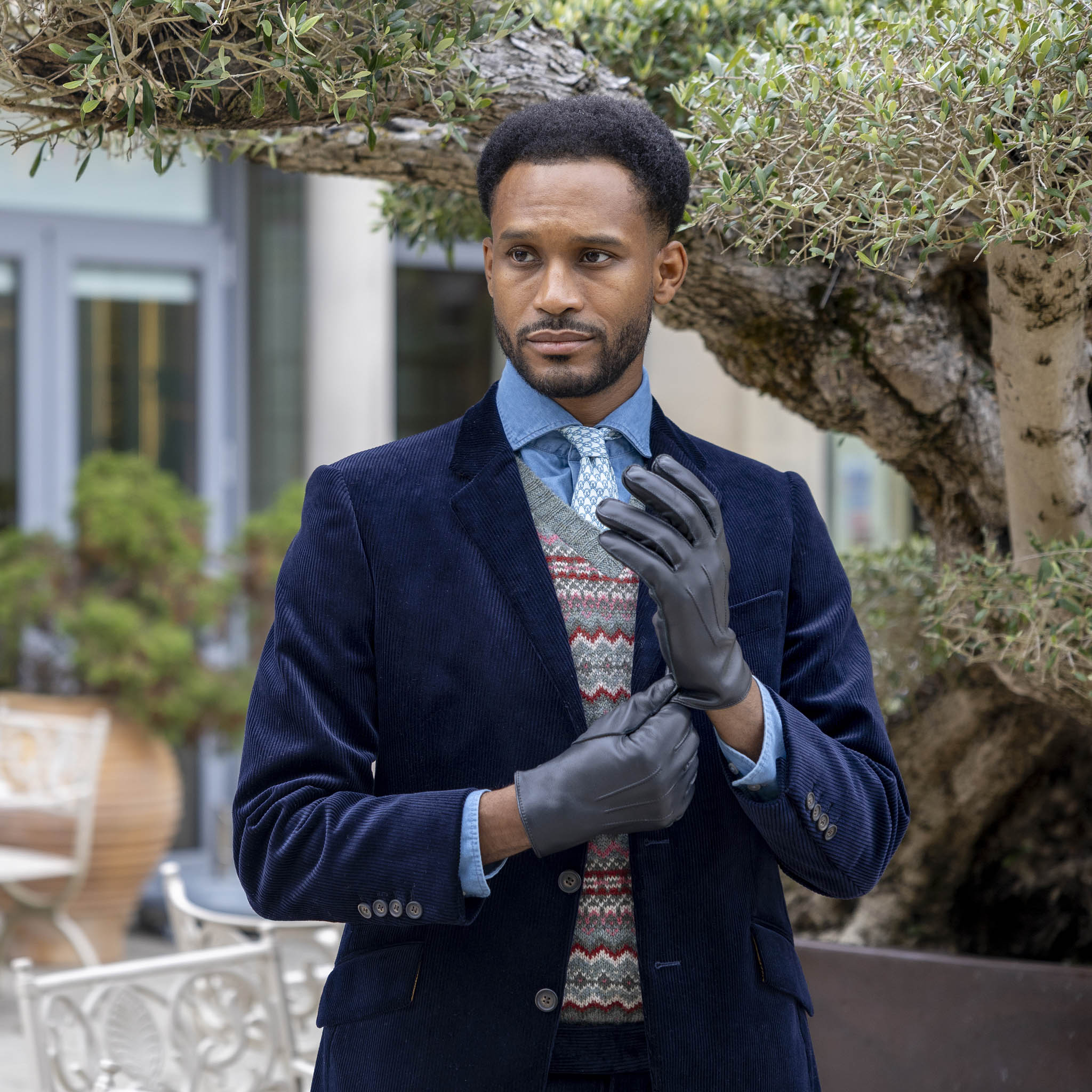 Mendip | Men's Wool Lined Leather Officers Gloves | Dents