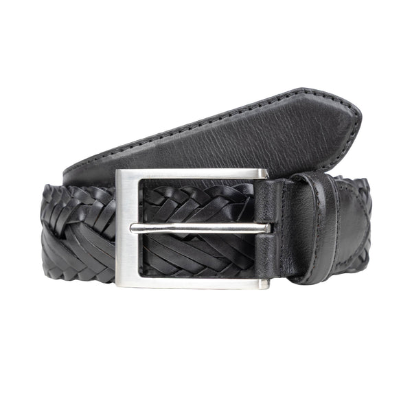 Coach Belt 8518 Black Leather Braided Woven Silver Buckle‎ Size Large Women main image 3