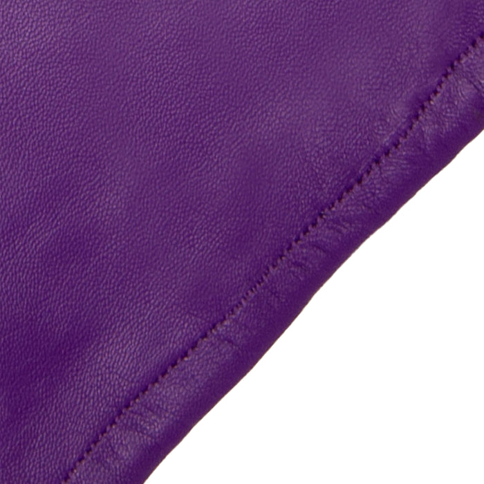 Women's Single Point Long Above Elbow Lined Leather Gloves in Amethyst closeup