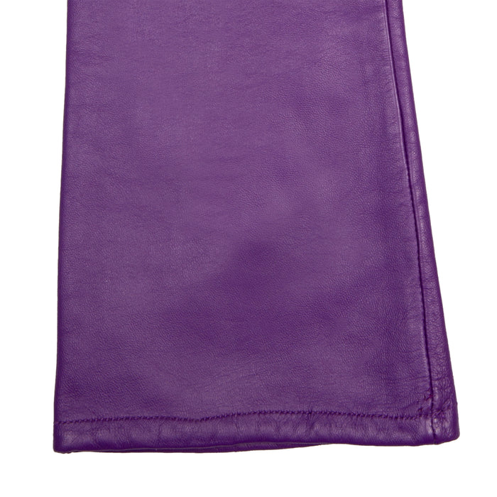 Women's Single Point Long Above Elbow Lined Leather Gloves in Amethyst right cuff