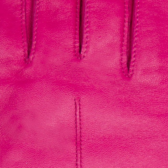 Women's Single Point Long Above Elbow Lined Leather Gloves in Hot Pink  fingers