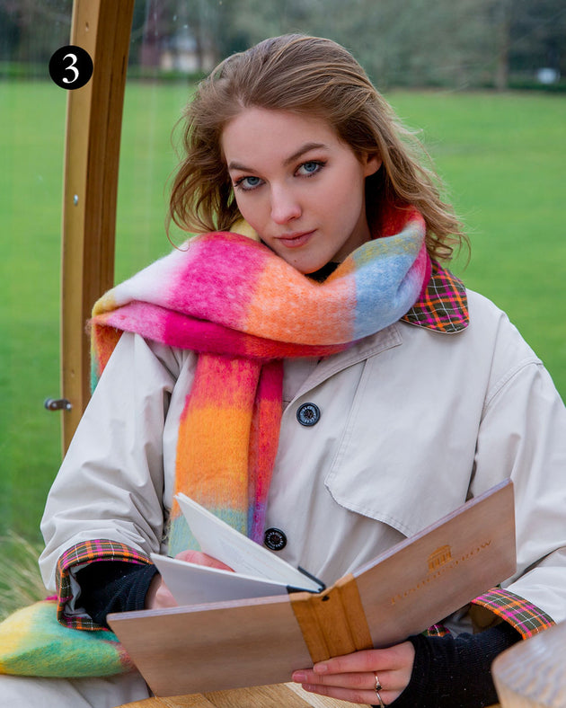 women's check tangerine scarf