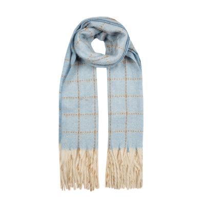 Women S Dotted Windowpane Check Scarf With Tassels