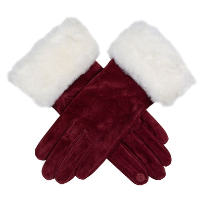 Women S Touchscreen Water Resistant Lined Suede Gloves With Sheepskin Cuffs