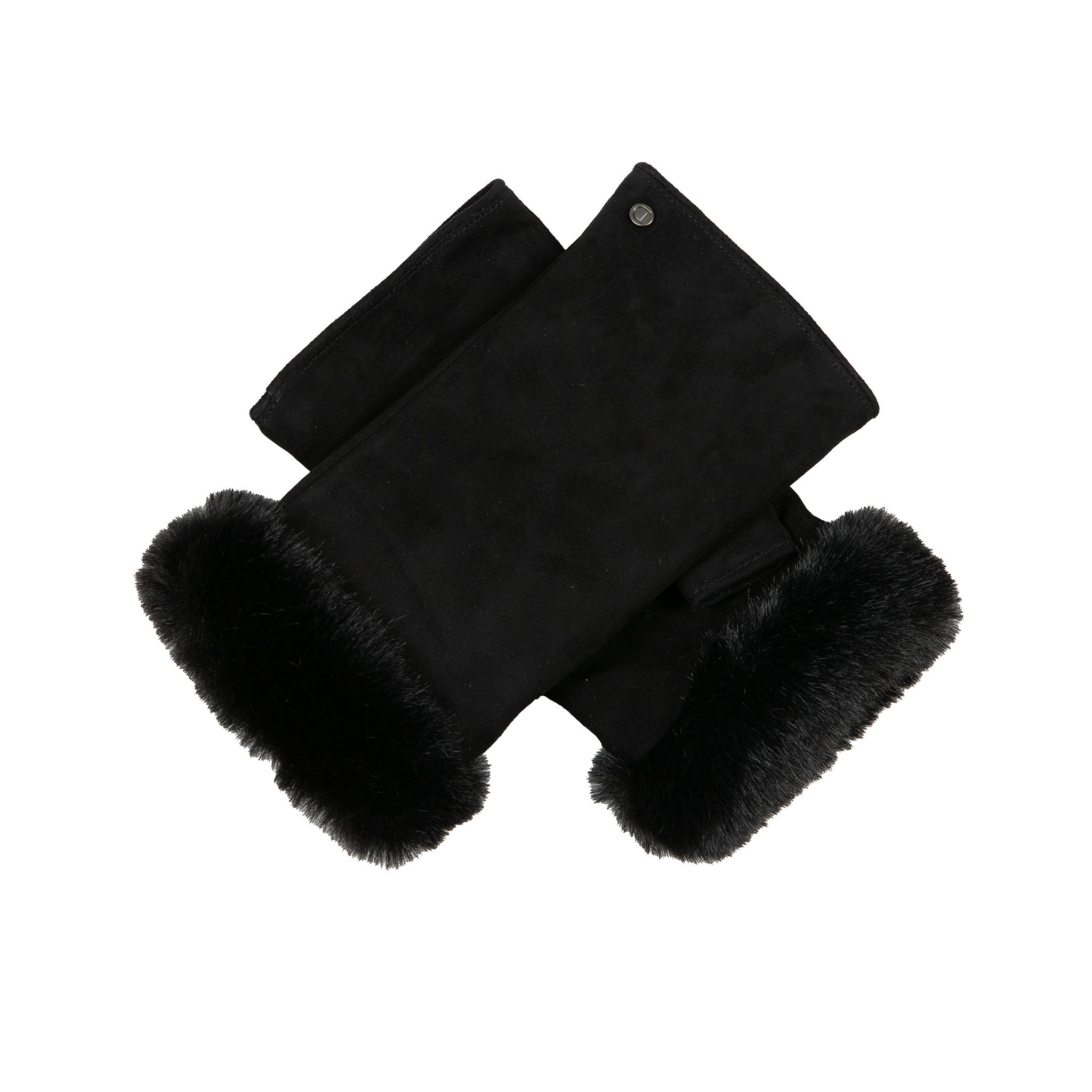 Suede and fur fingerless gloves hotsell