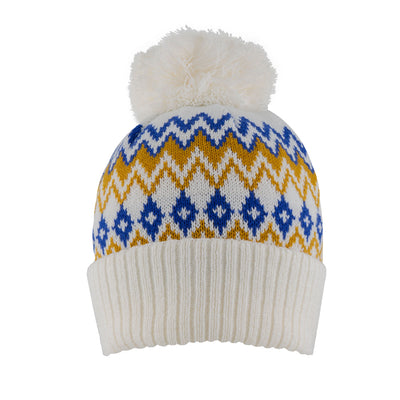 Women S Jacquard Fair Isle Knitted Bobble Hat