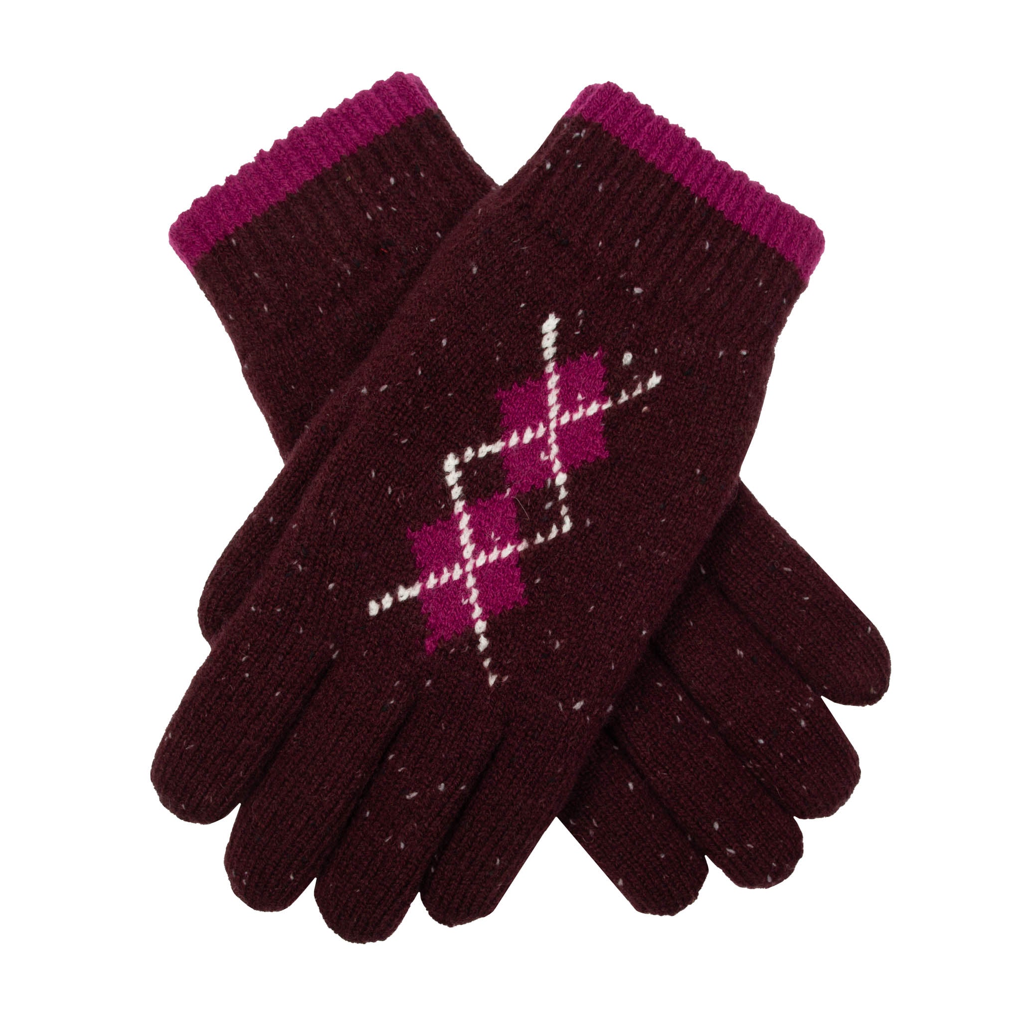 Women's Argyle Knitted Gloves with Marl Yarn | Dents