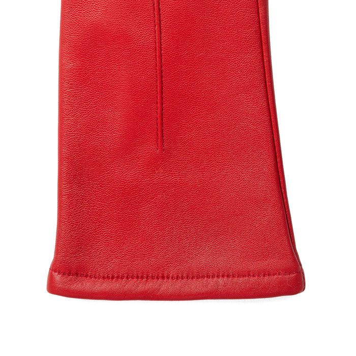 Women's Single Point Lined Leather Gloves in Berry Right Cuff