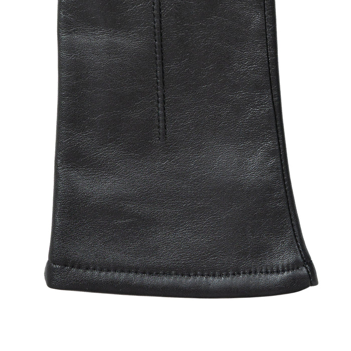 Women's Single Point Lined Leather Gloves in Black Right Cuff