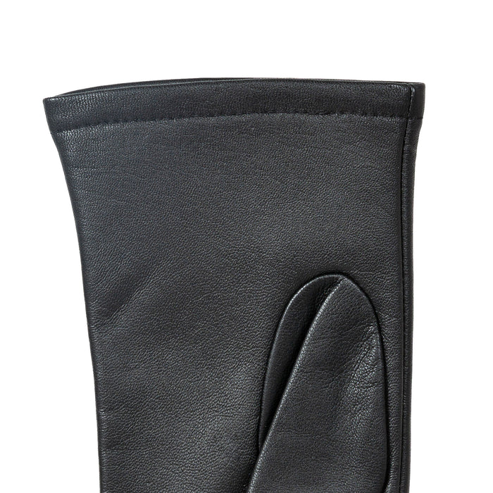 Women's Single Point Lined Leather Gloves in Black Left
