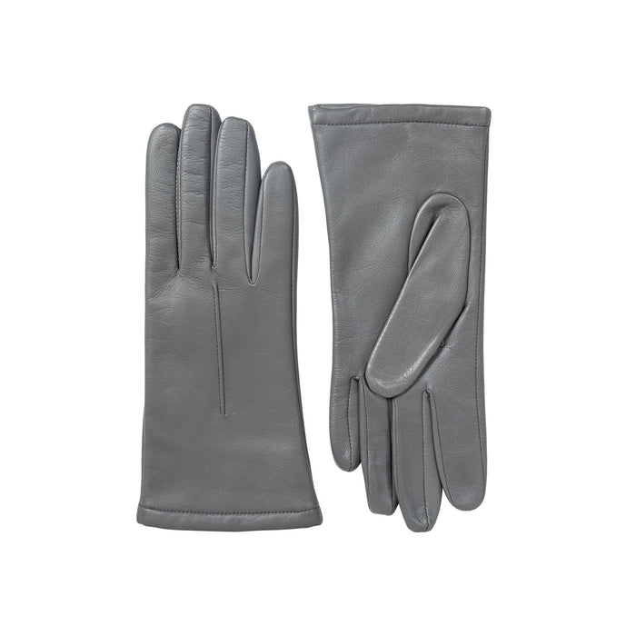 Women's Single Point Lined Leather Gloves in Charcoal Side