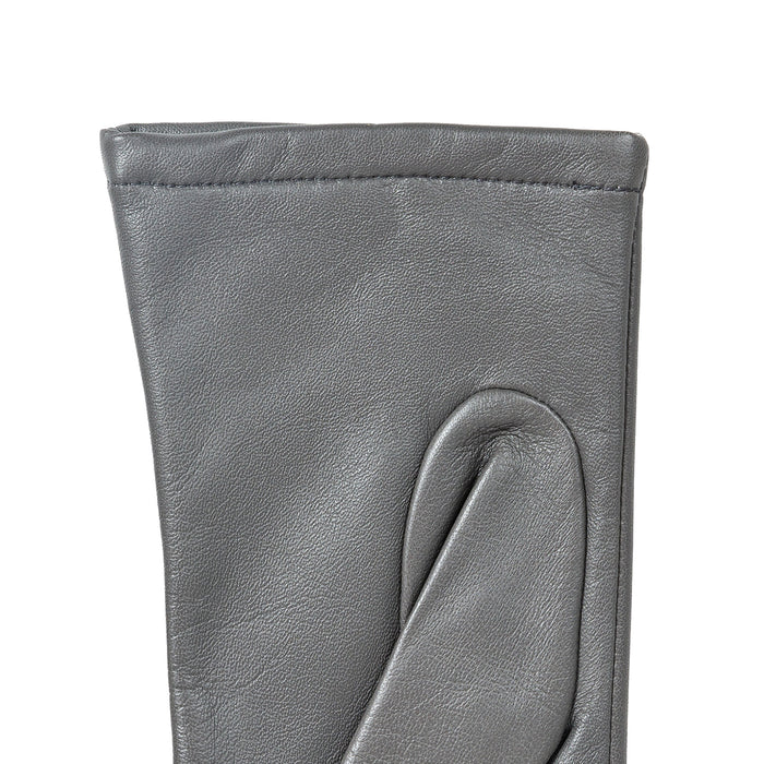 Women's Single Point Lined Leather Gloves in Charcoal Left Cuff