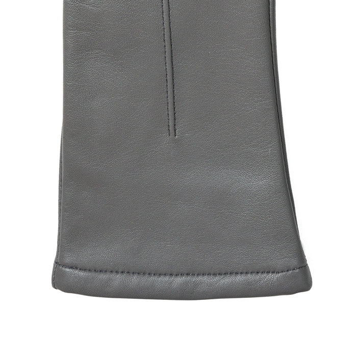Women's Single Point Lined Leather Gloves in Charcoal Right Cuff