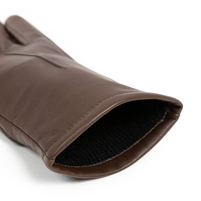 Women's Single Point Lined Leather Gloves in Chestnut Open Cuff