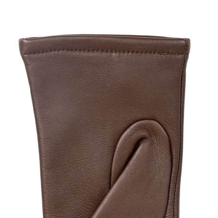 Women's Single Point Lined Leather Gloves in Chestnut Left Cuff