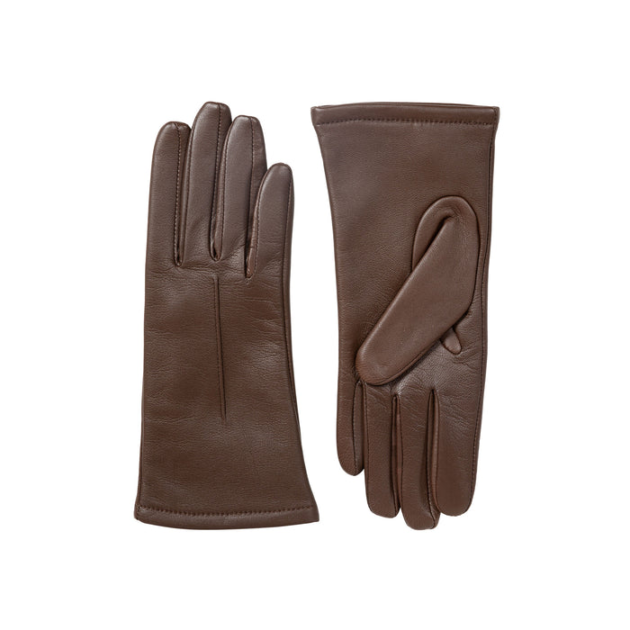Women's Single Point Lined Leather Gloves in Chestnut side