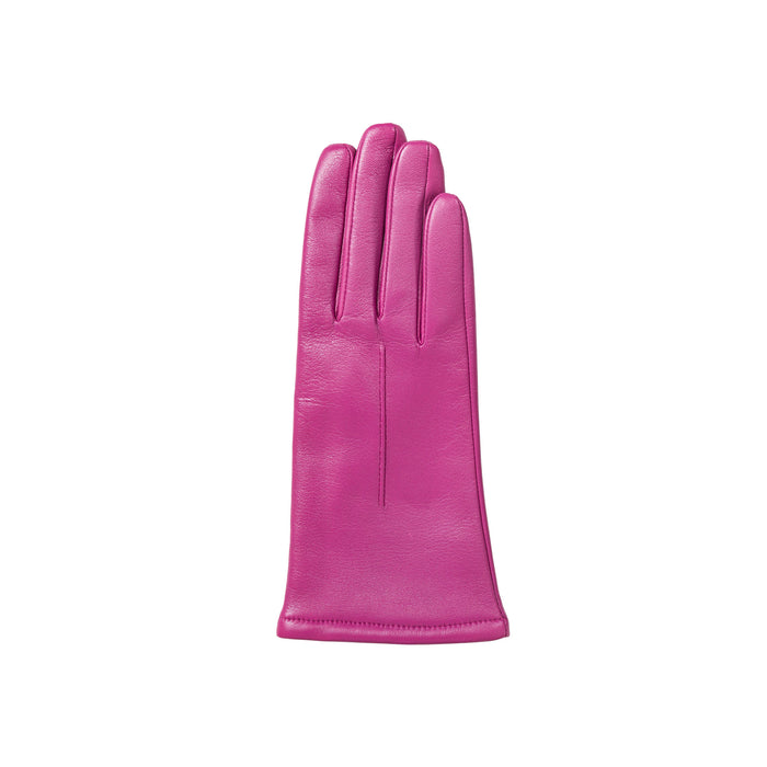 Women's Single Point Lined Leather Gloves in Hot Pink Right