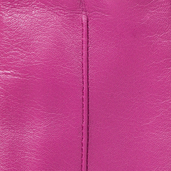 Women's Single Point Lined Leather Gloves in Hot Pink Stitching