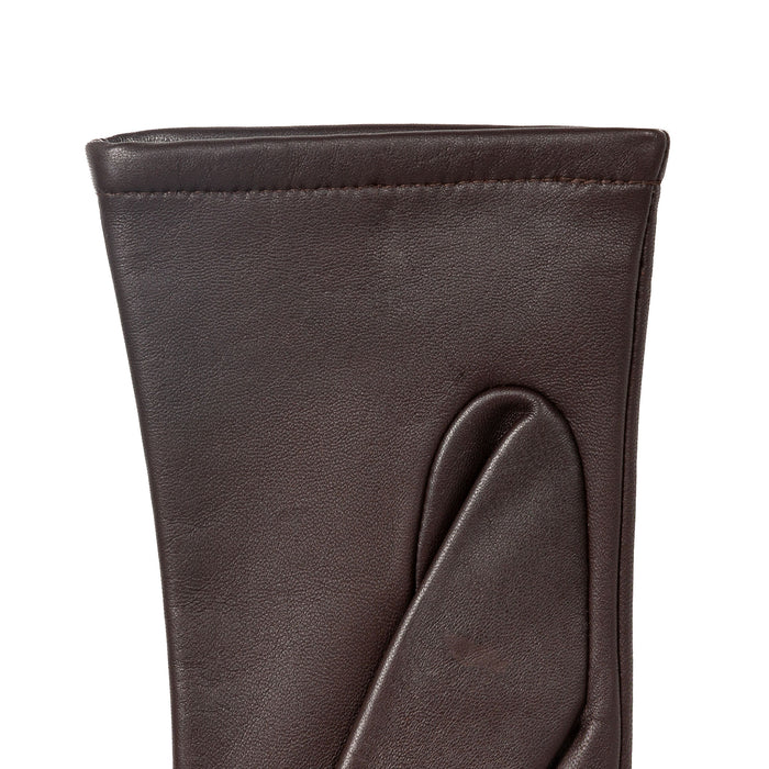 Women's Single Point Lined Leather Gloves in Mocca Left Cuff