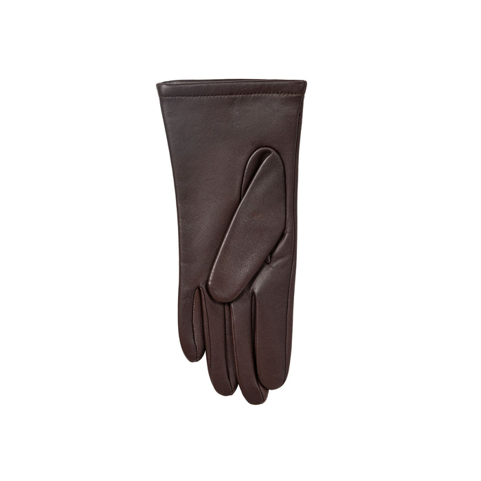 Women's Single Point Lined Leather Gloves in Mocca Left