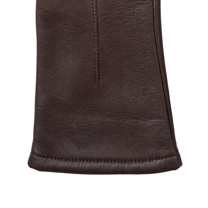 Women's Single Point Lined Leather Gloves in Mocca Right Cuff