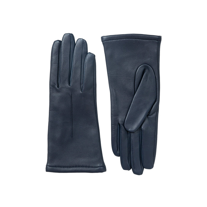 Women's Single Point Lined Leather Gloves in Navy Side