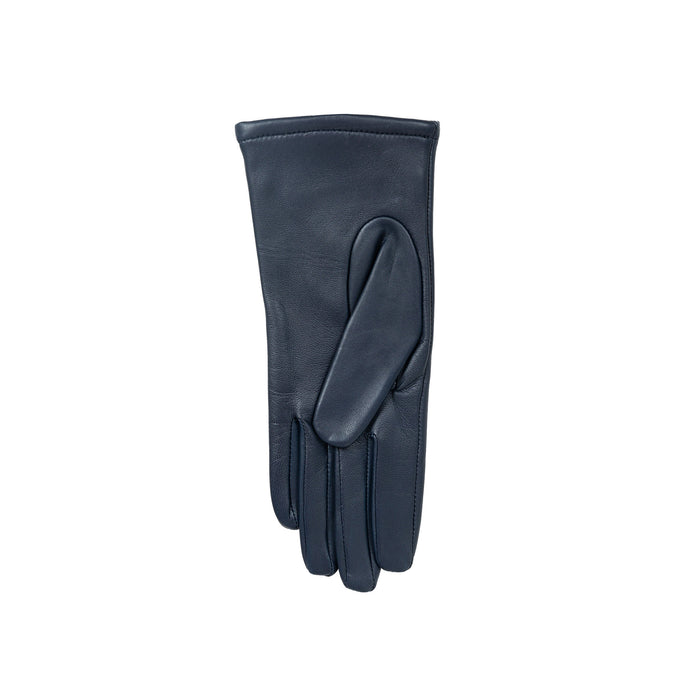 Women's Single Point Lined Leather Gloves in Navy Left