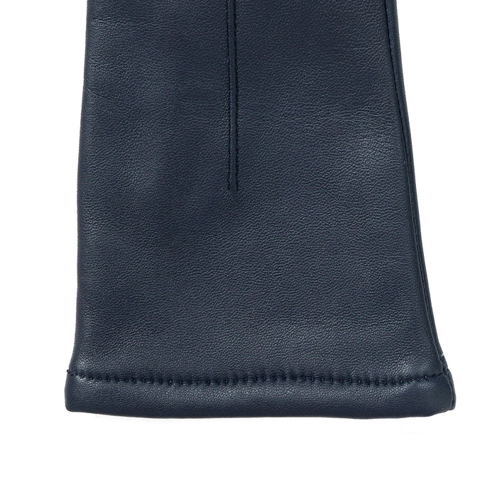 Women's Single Point Lined Leather Gloves in Navy Right Cuff