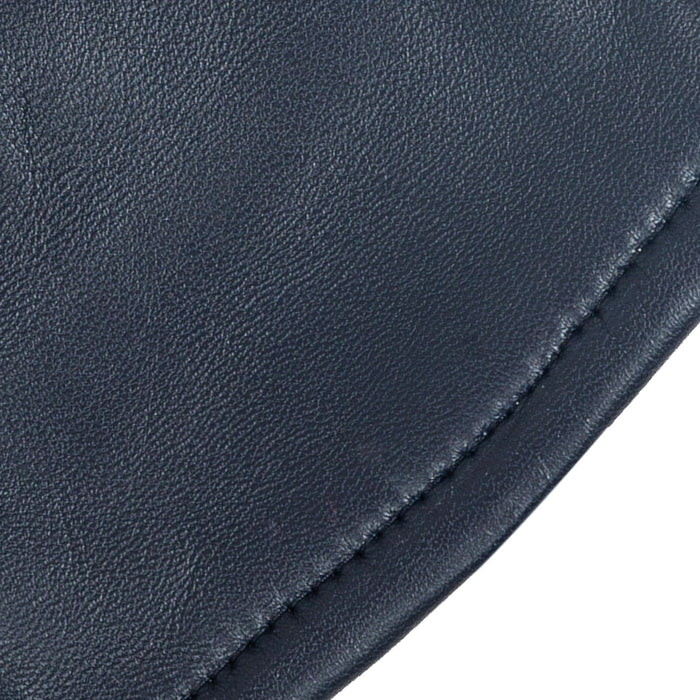 Women's Single Point Lined Leather Gloves in Navy Closeup
