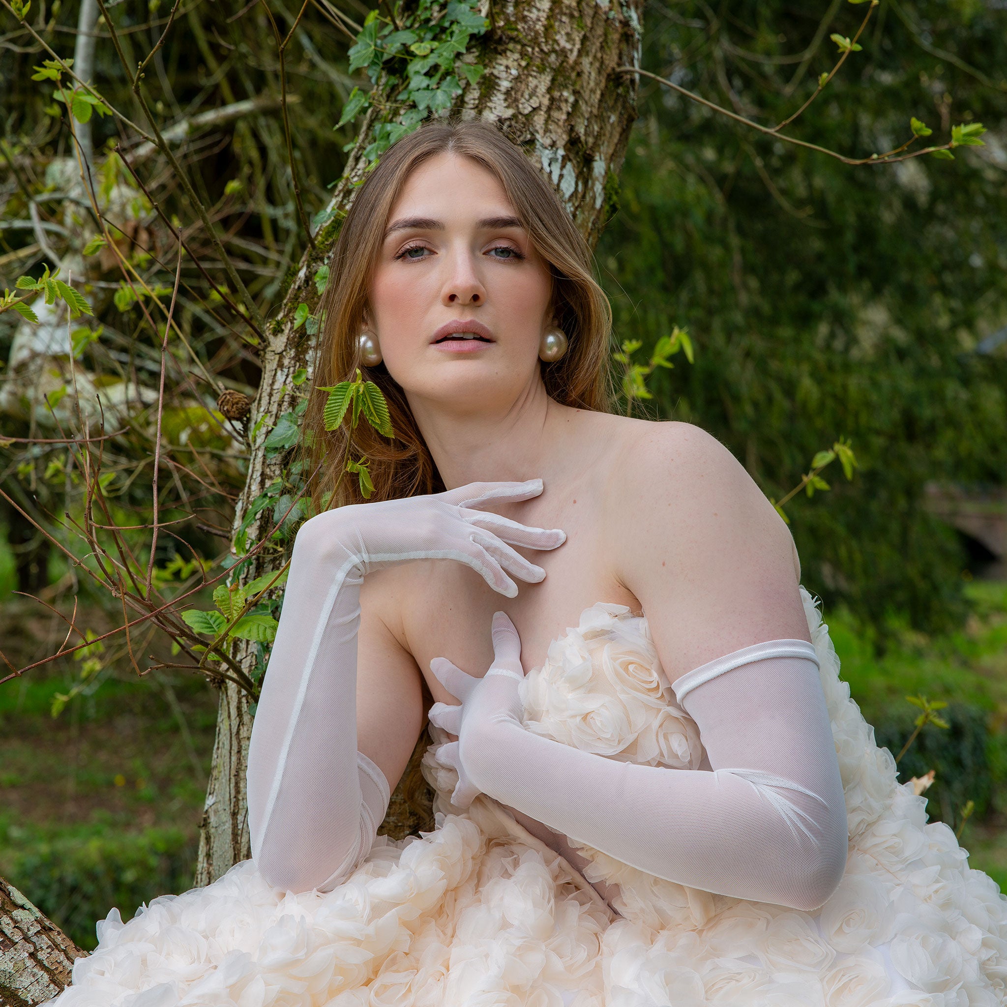 dress with long gloves Women's Long Tulle Evening Gloves