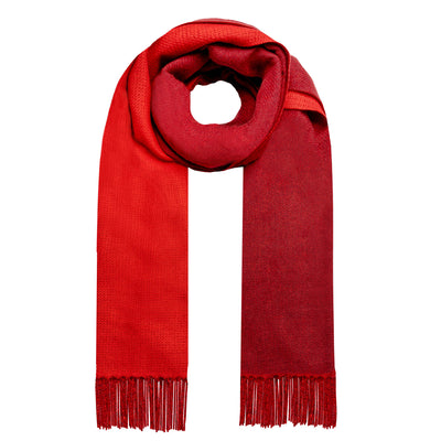 Womens Reversible Two Tone Scarf With Tassels