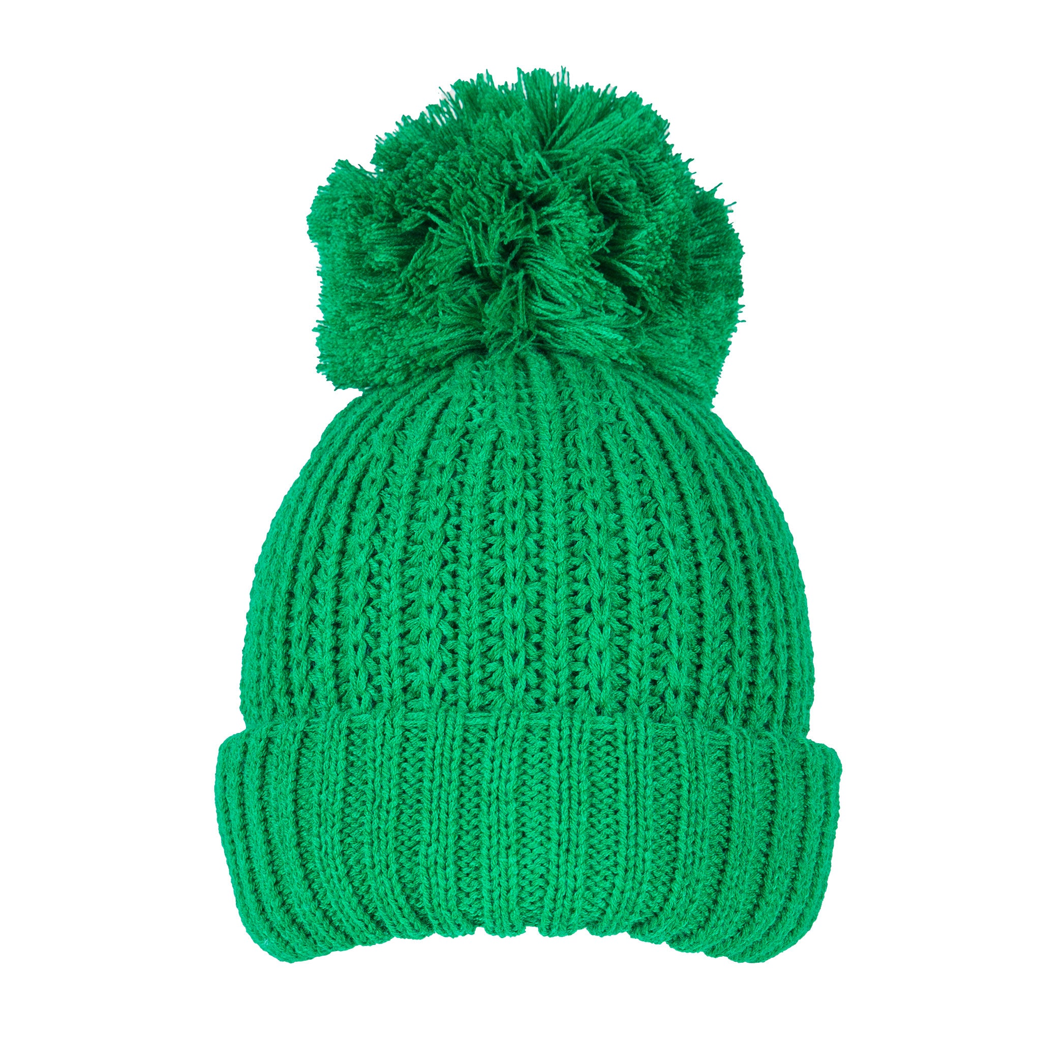 Emerald Ribbed Bobble Hat