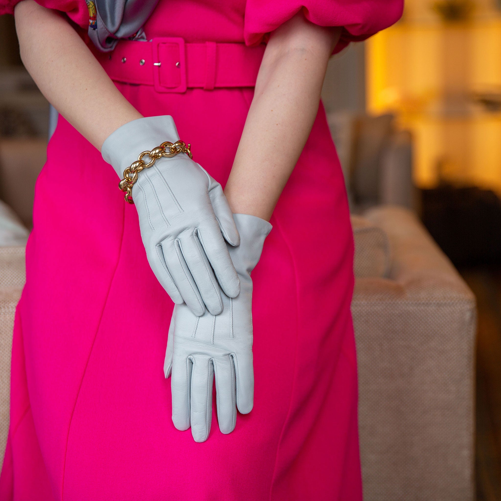 Women's Three-Point Silk-Lined Leather Gloves | Dents