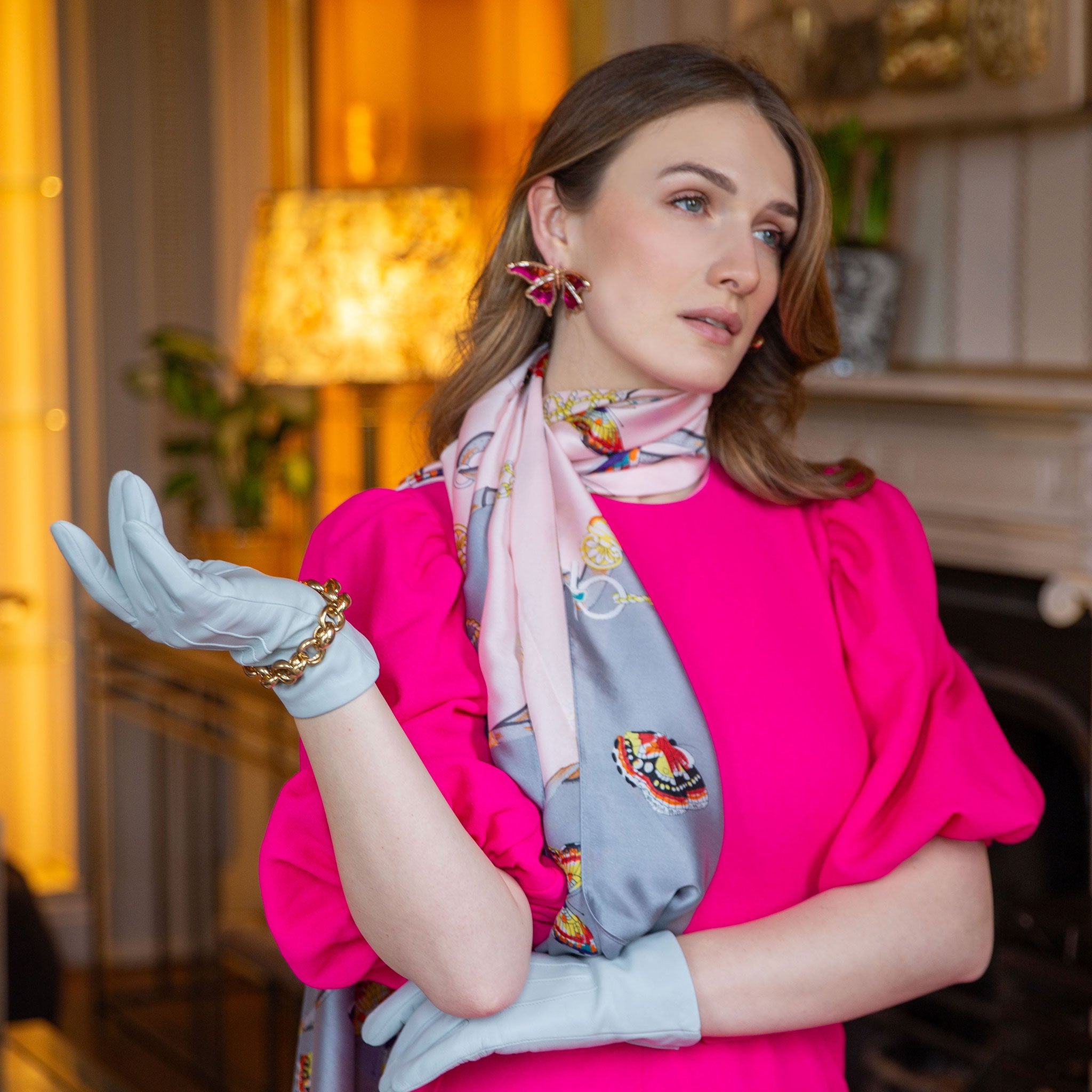 Women's Three-Point Silk-Lined Leather Gloves | Dents