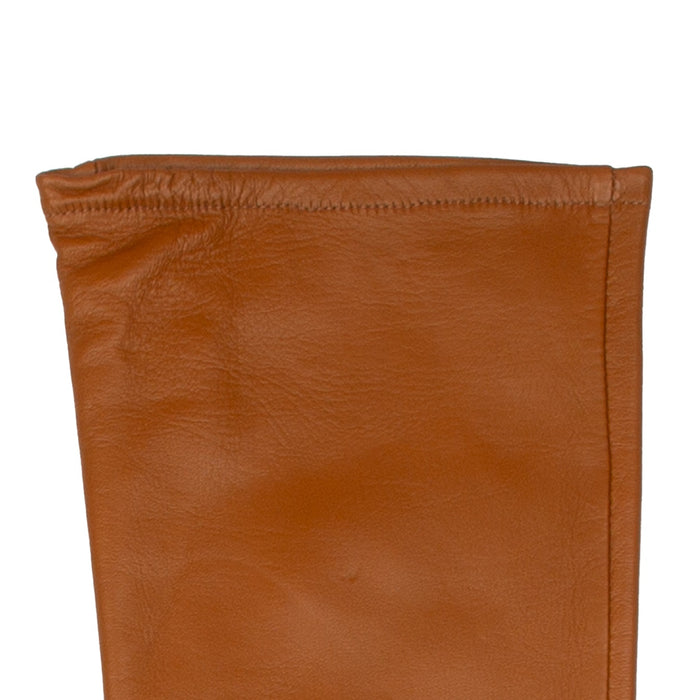 Women's Single Long Above-Elbow Lined Leather Gloves Saddle left cuff