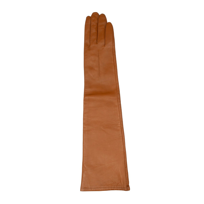 Women's Single Long Above-Elbow Lined Leather Gloves Saddle right