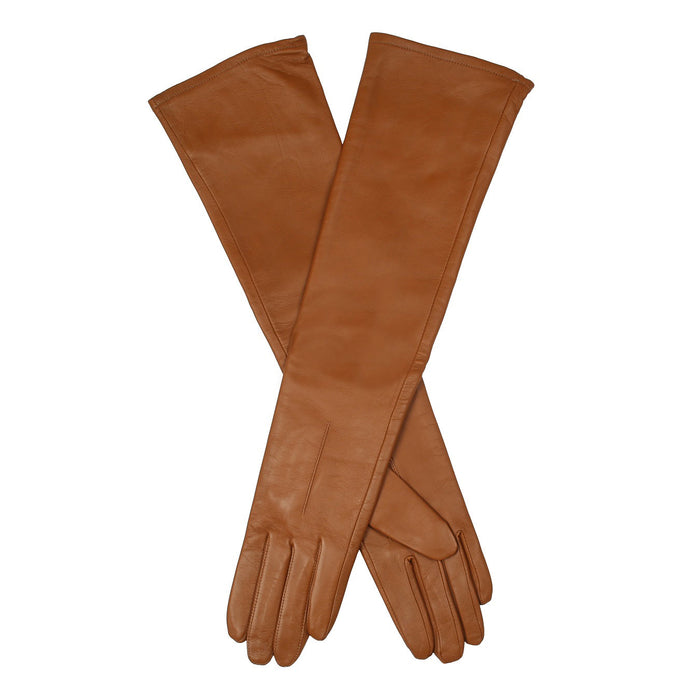 Women's Single Long Above-Elbow Lined Leather Gloves Saddle 
