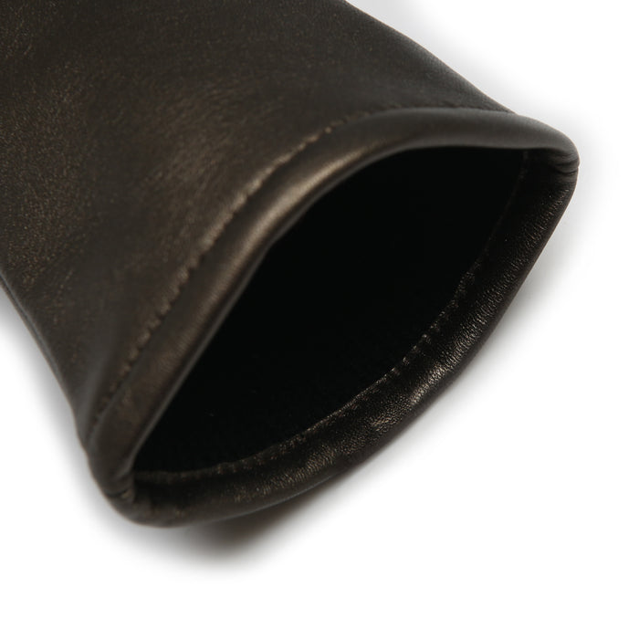 Women's Single Point Lined Leather Gloves in Pewter Open Cuff