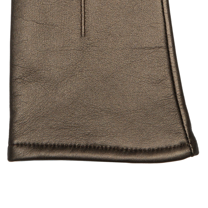 Women's Single Point Lined Leather Gloves in Pewter Right Cuff
