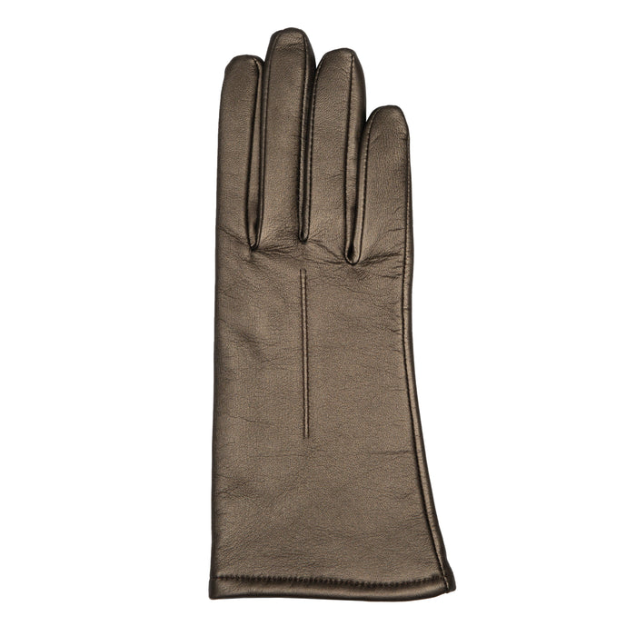 Women's Single Point Lined Leather Gloves in Pewter Right