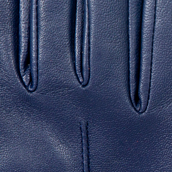 Women's Single Point Lined Leather Gloves in Royal Blue Fingers