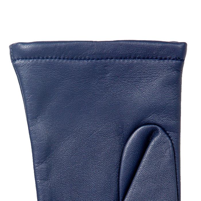 Women's Single Point Lined Leather Gloves in Royal Blue Left Cuff