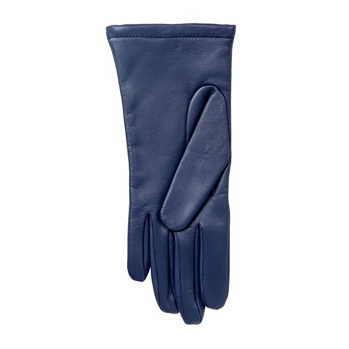 Women's Single Point Lined Leather Gloves in Royal Blue Left