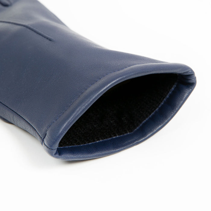 Women's Single Point Lined Leather Gloves in Royal Blue Open Cuff