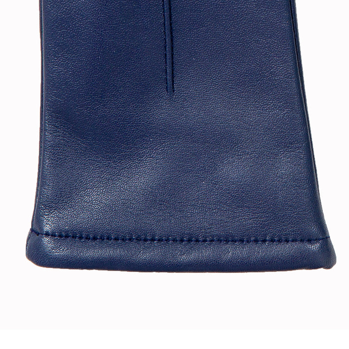 Women's Single Point Lined Leather Gloves in Royal Blue Right Cuff