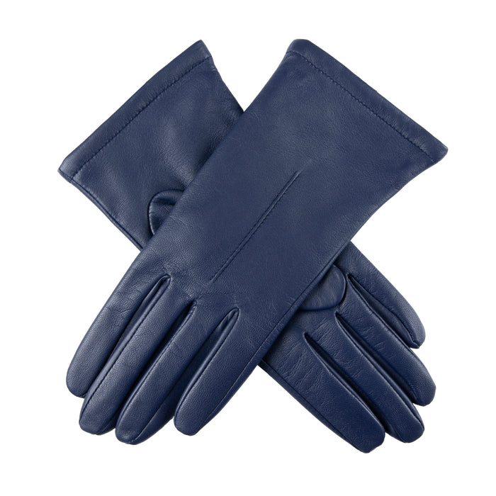 Women's Single Point Lined Leather Gloves in Royal Blue